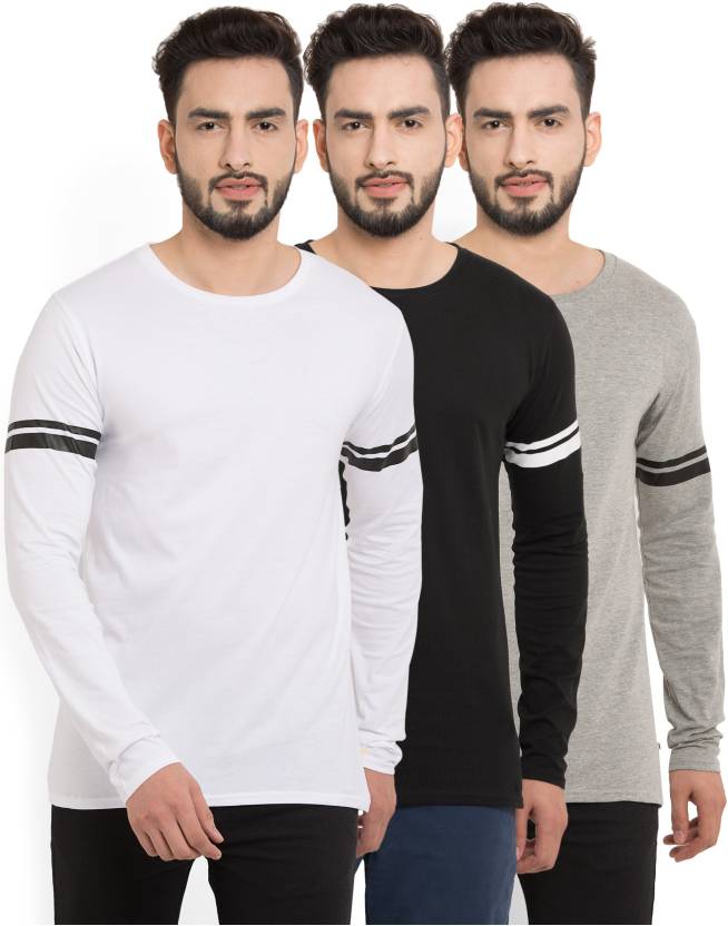 Pack of 3 - Solid Men Round Neck Multicolor T-Shirt 