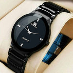 offer : buy iik round dial black metal strap men quartz watch for men at rs.219