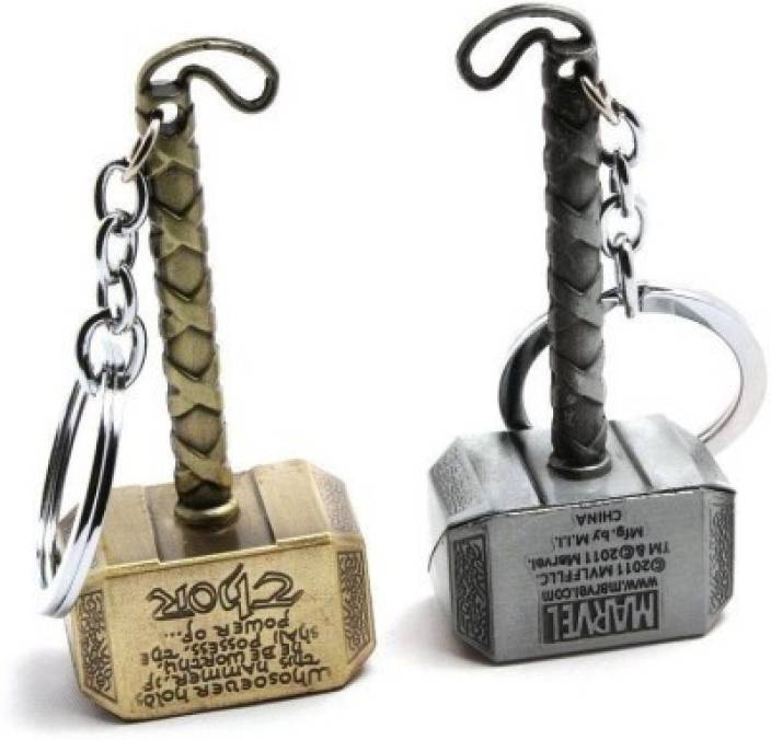 Buy-Stylish Silver And Golden Thor Hammer keychain Key Chain 