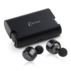 Chevron Wireless Bluetooth V4.2 Earphones With Deep Bass Stereo Sound, Charging Box And Handsfree Mic