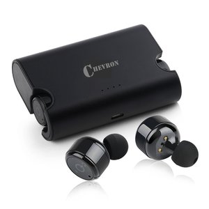 chevron wireless bluetooth v4.2 earphones with deep bass stereo sound, charging box and handsfree mic