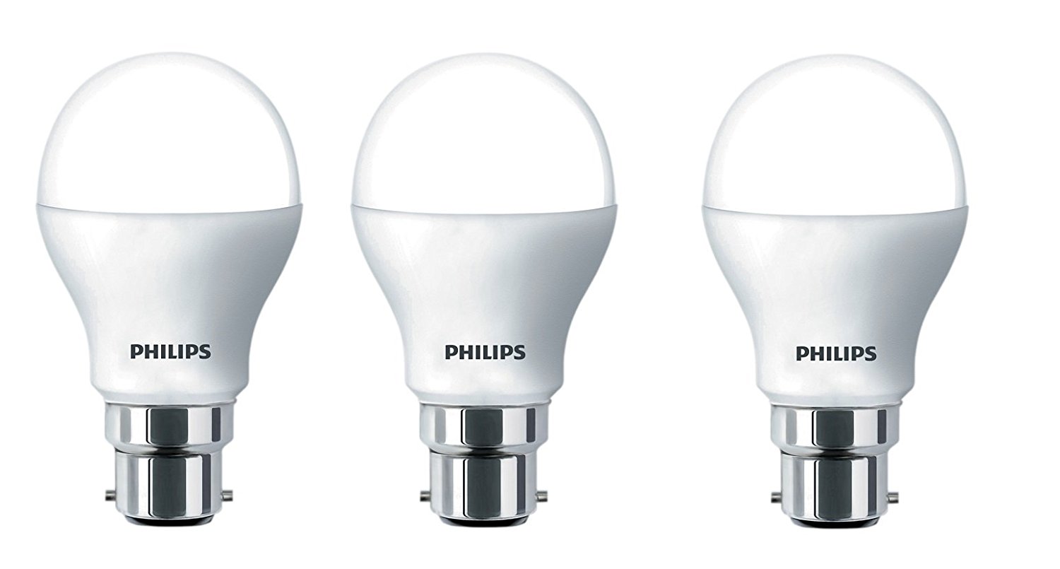 Philips Base B22 7-Watt LED Bulb (Pack of 3, Cool Day Light)