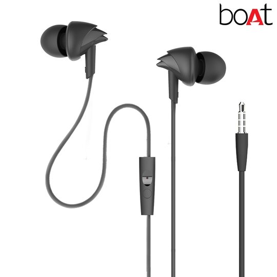 boAt BassHeads 100 In-Ear Headphones with Mic (Black)