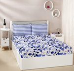  Cotton Double Bedsheet with 2 Pillow Covers, Blue 