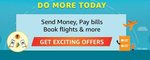 get exciting offers on send money,pay bills ,book flight tickets & more