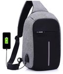 Home Story Grey Mini Anti Theft Travel Bag with USB Charging Slot