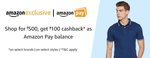 Shop for RS.500 and get Rs.100 cashback as amazon pay balance