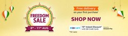 amazon freedom sale 10% discount on sbi cards