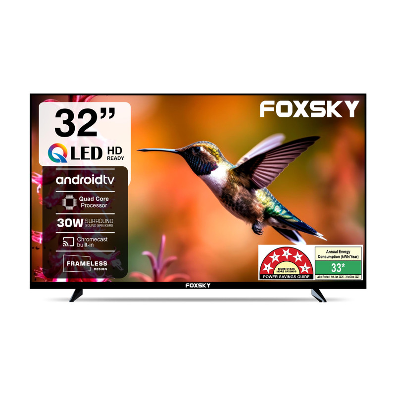 Foxsky 80 cm (32 inch) QLED HD Ready Smart Android TV 2026 Edition with 2.1 CH Audio - Flat 55% Off