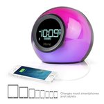Buy Bluetooth Color Changing Dual Alarm Clock FM Radio (Black) with USB Charging and Speakerphone
