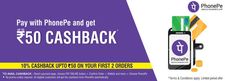 Pay With PhonePe and  Get Rs.50 cashback on First  2 orders