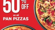 50% off on order on minimum 2 pizzas.