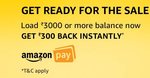 Load Rs.3000 and get Rs.300 back Instantly on amazon pay Balance