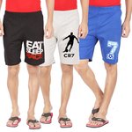 Hotfits combo graphic cotton shorts pack of 3