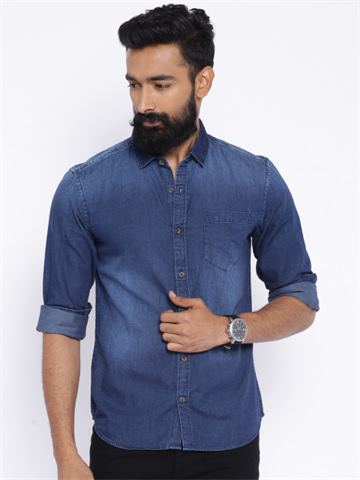 Highlander Blue Slim Fit Denim Shirt