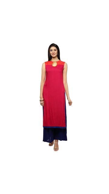 Avaana Fuchsia Rayon Long Kurta