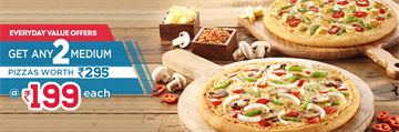 Get Any 2 Medium Pan Pizza Worth Rs.295