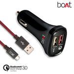 offer - boAt Dual Port Rapid Car charger (Qualcomm Certified) with Quick Charge Buy Now