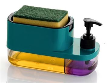 MARKWELL 3 in 1 Kitchen Sink Soap Dispenser with Sponge Holder – Leakproof Liquid