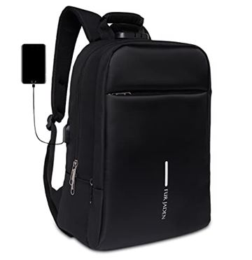 FUR JADEN Anti Theft Number Lock Backpack Bag with 15.6 Inch Laptop Compartment, USB