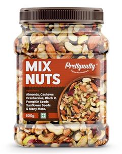 PrettyNutty Healthy Nutmix 500g, Dried Almonds, Black Raisins, Cashewnuts