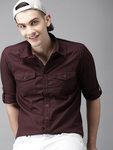 20% off on Men Burgundy Slim Fit Solid Casual Shirt