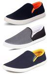 Deal: Men's Combo Pack Of 3 Synthetic Loafers Shoes - Multicolour