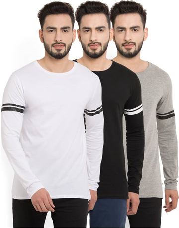 Pack of 3 - Solid Men Round Neck Multicolor T-Shirt