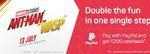 Bookmyshow :Get Rs.200 cashback on ANT-MAN by using PayPal