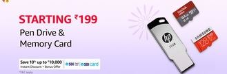 amazon offer : Pen drive,hard disks and memory cards starting Rs.199