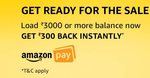 Load Rs.3000 and get Rs.300 back Instantly on amazon pay Balance