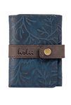 Blue & Brown Embossed RFID Tri-Fold Wallet