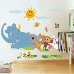 Low price :Decals Design Jungle Cartoon Cute Animals Wall Sticker